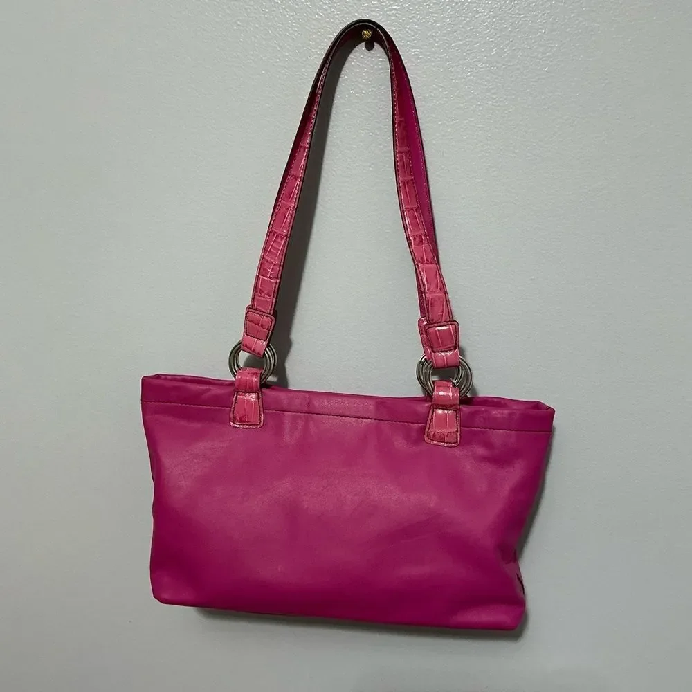 Brighton hot Pink Leather hobo Bag with floral liner
